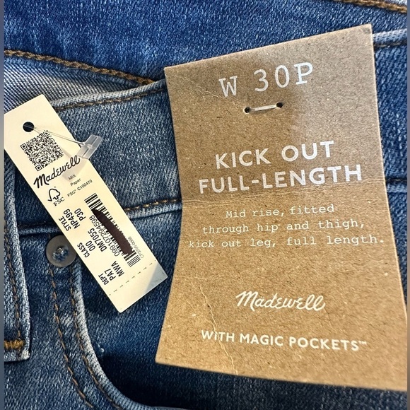 Madewell Petite Kick Out Full Length Jeans Merrigan Wash 30P NWT - Picture 7 of 9